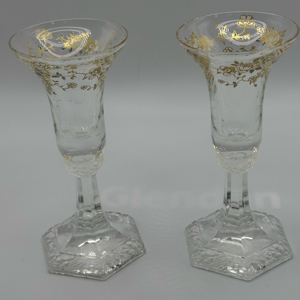 VTG Set Of Two Rosenthal Co. Classic Rose Crystal Candlestick Holders Germany